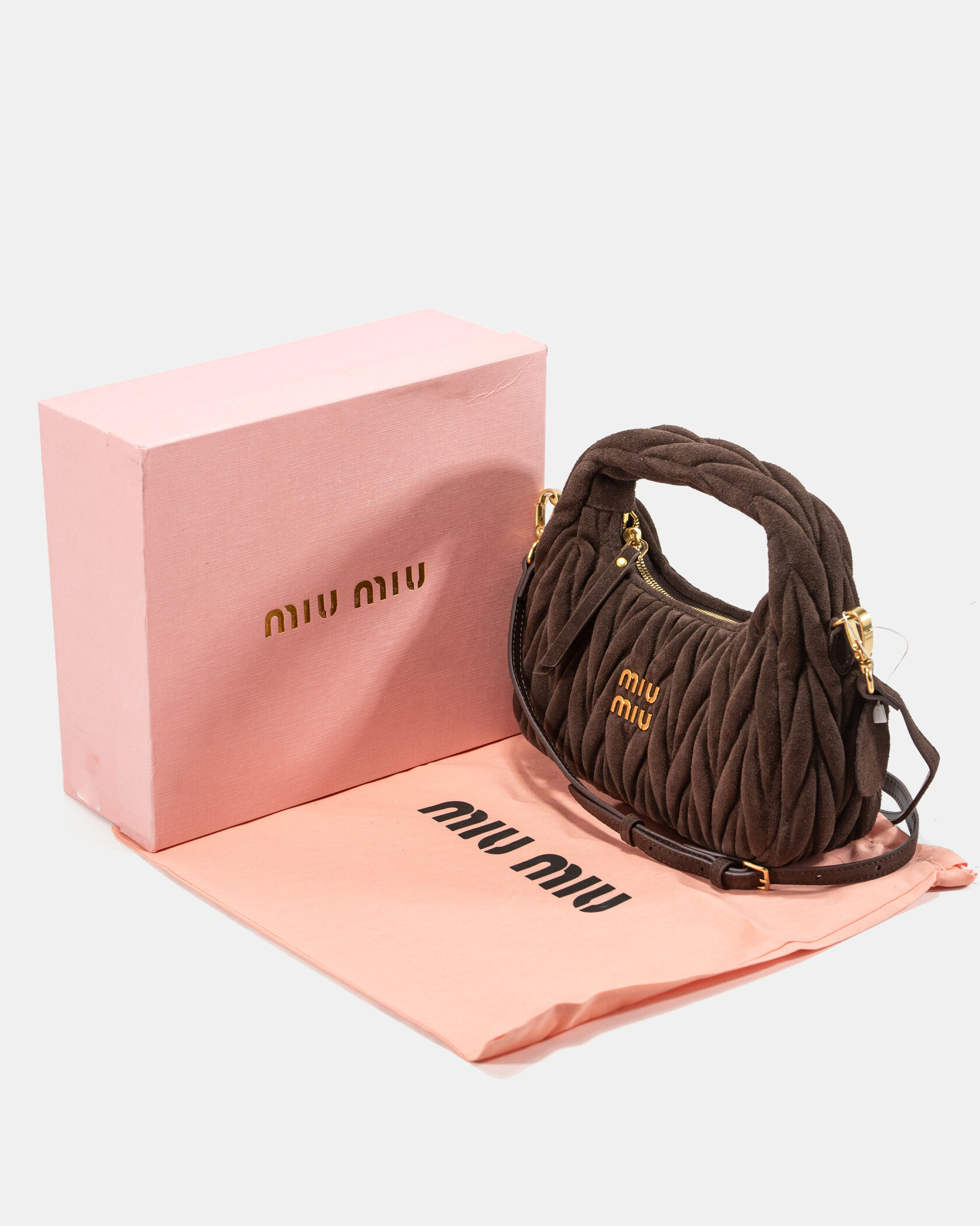 Miu Miu Wander Small matelassé suede shoulder bag - 2