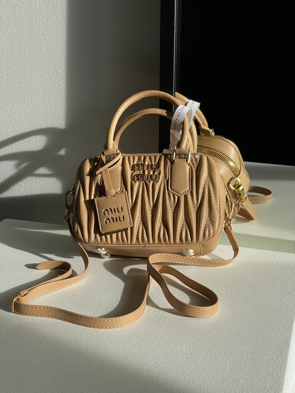 MiuMiu Arcadie Matelass? Nappa Leather Bag Beige - 10