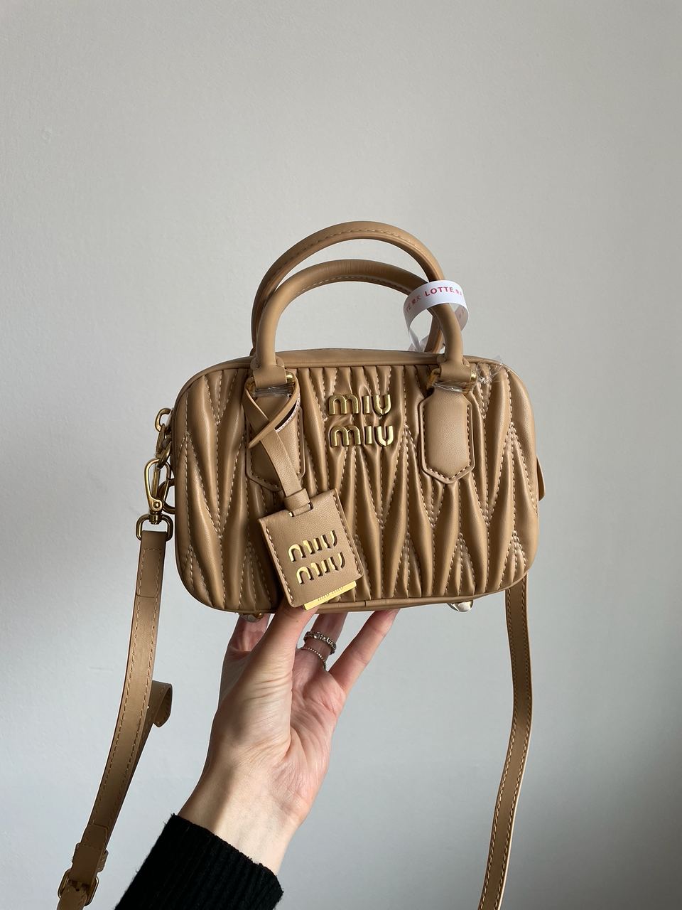 MiuMiu Arcadie Matelass? Nappa Leather Bag Beige - 12