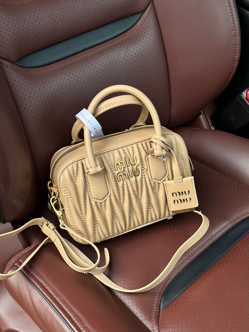MiuMiu Arcadie Matelass? Nappa Leather Bag Beige - 6