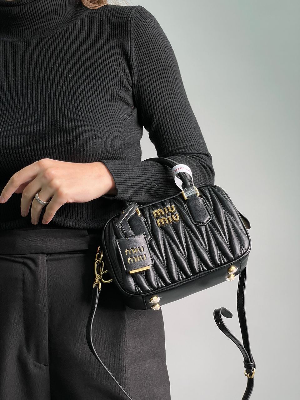 MiuMiu Arcadie Matelass? Nappa Leather Bag Black - 6