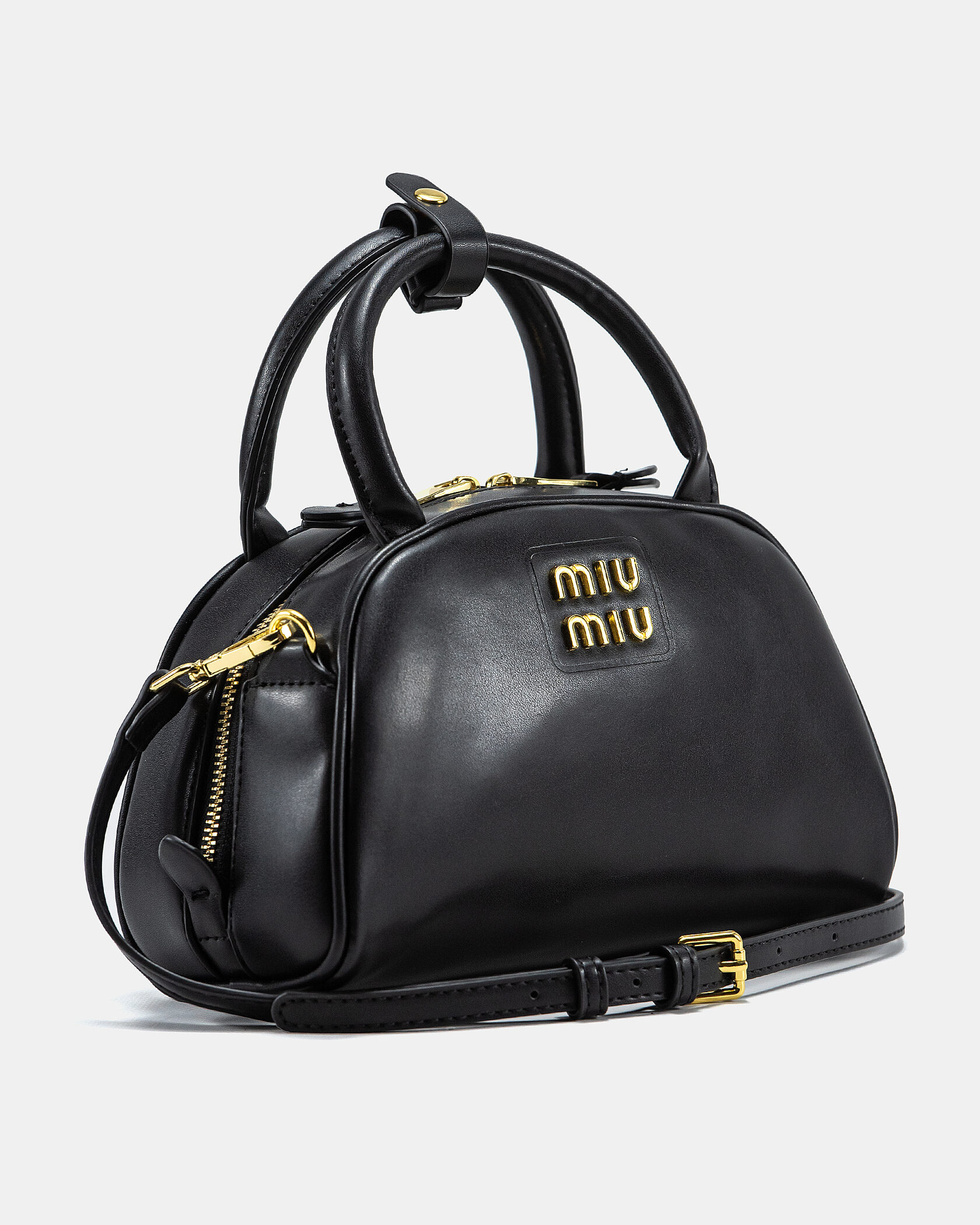 MiuMiu Leather Top-Handle Bag Black - 5
