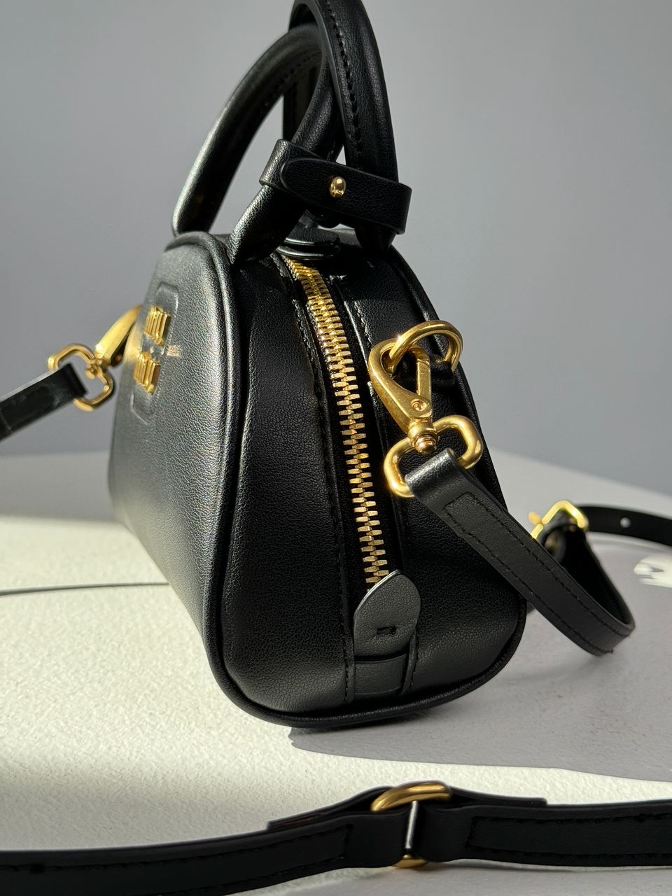 MiuMiu Leather Top-Handle Bag Black - 14