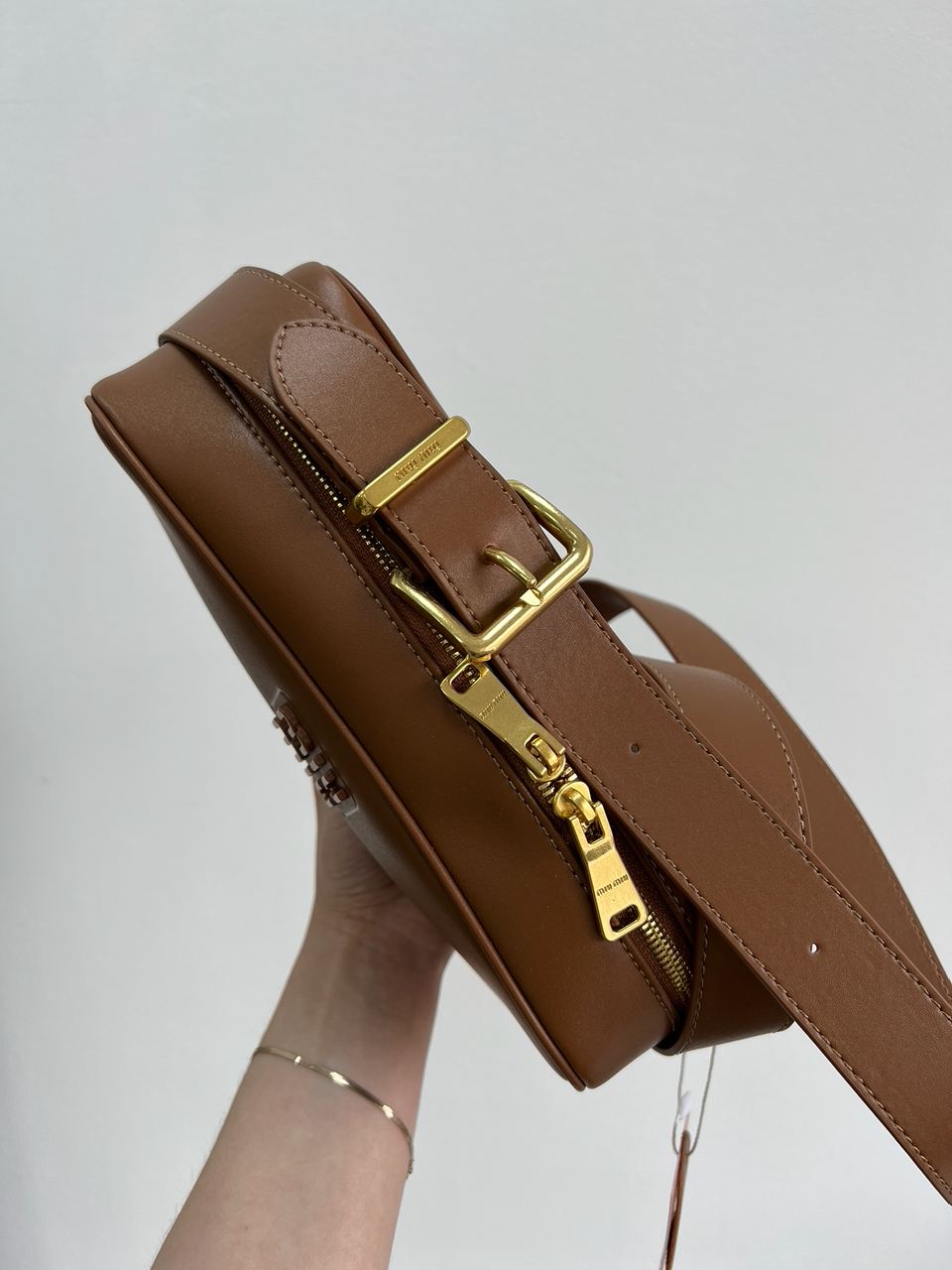 MiuMiu Nappa Leather Shoulder Bag Brown - 25