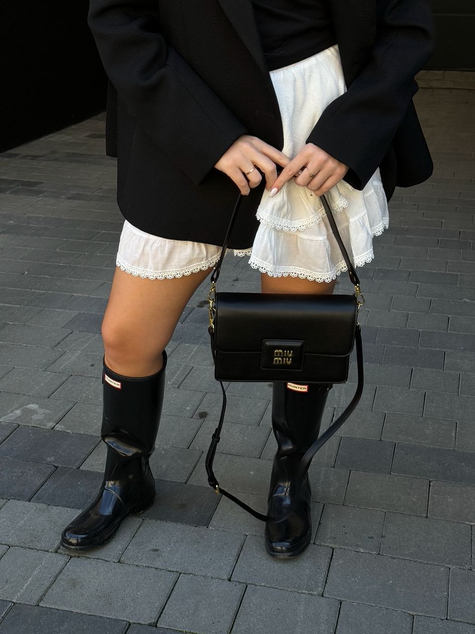 MiuMiu Shoulder Leather Bag Black - 7