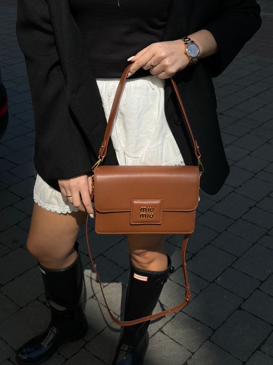 MiuMiu Shoulder Leather Bag Brown - 6