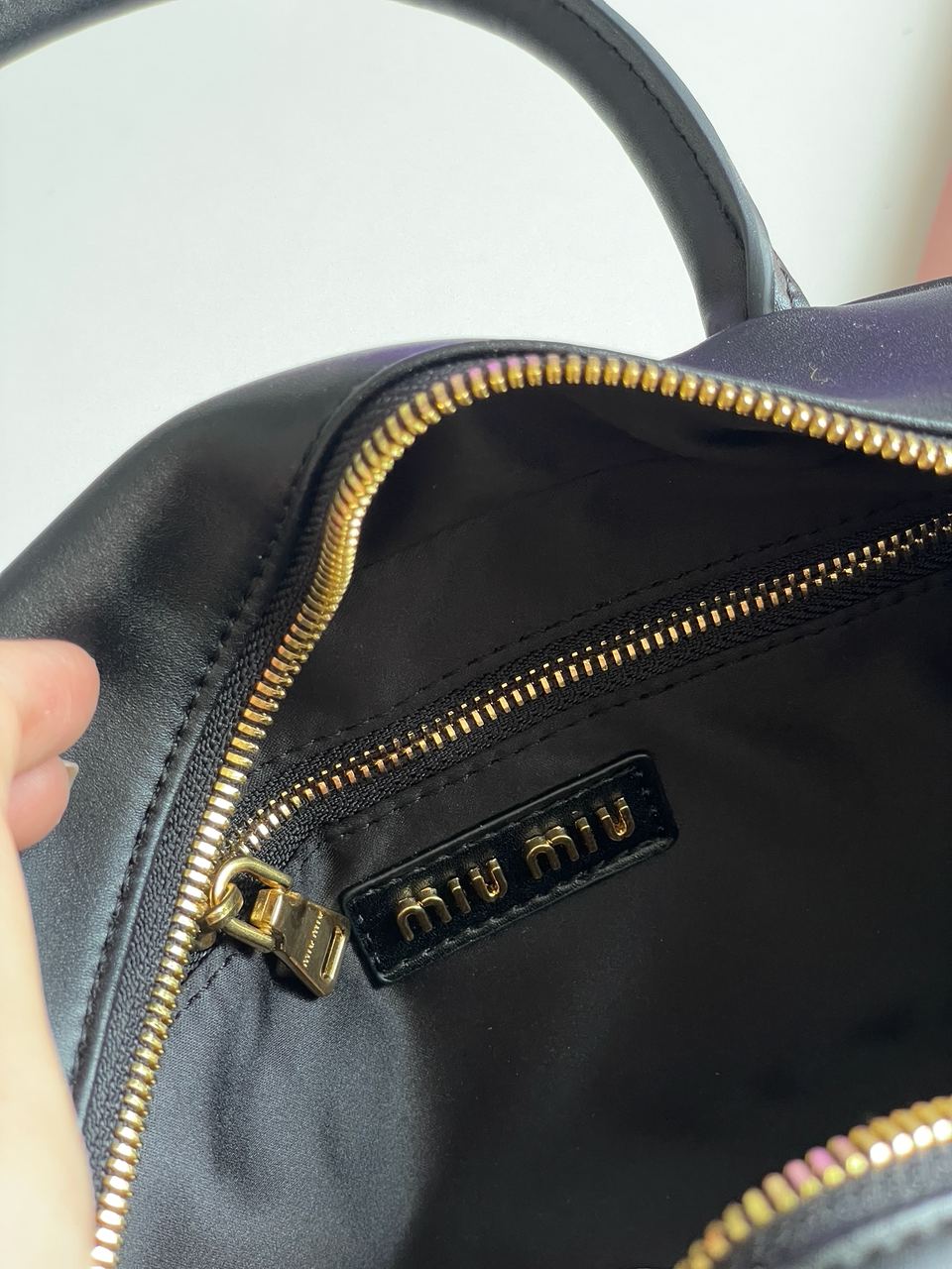 MiuMu Leather Top Handle Bag Black - 26