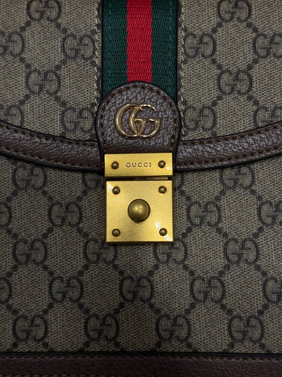 Ophidia small top handle bag Beige and ebony GG Supreme canvas - 6