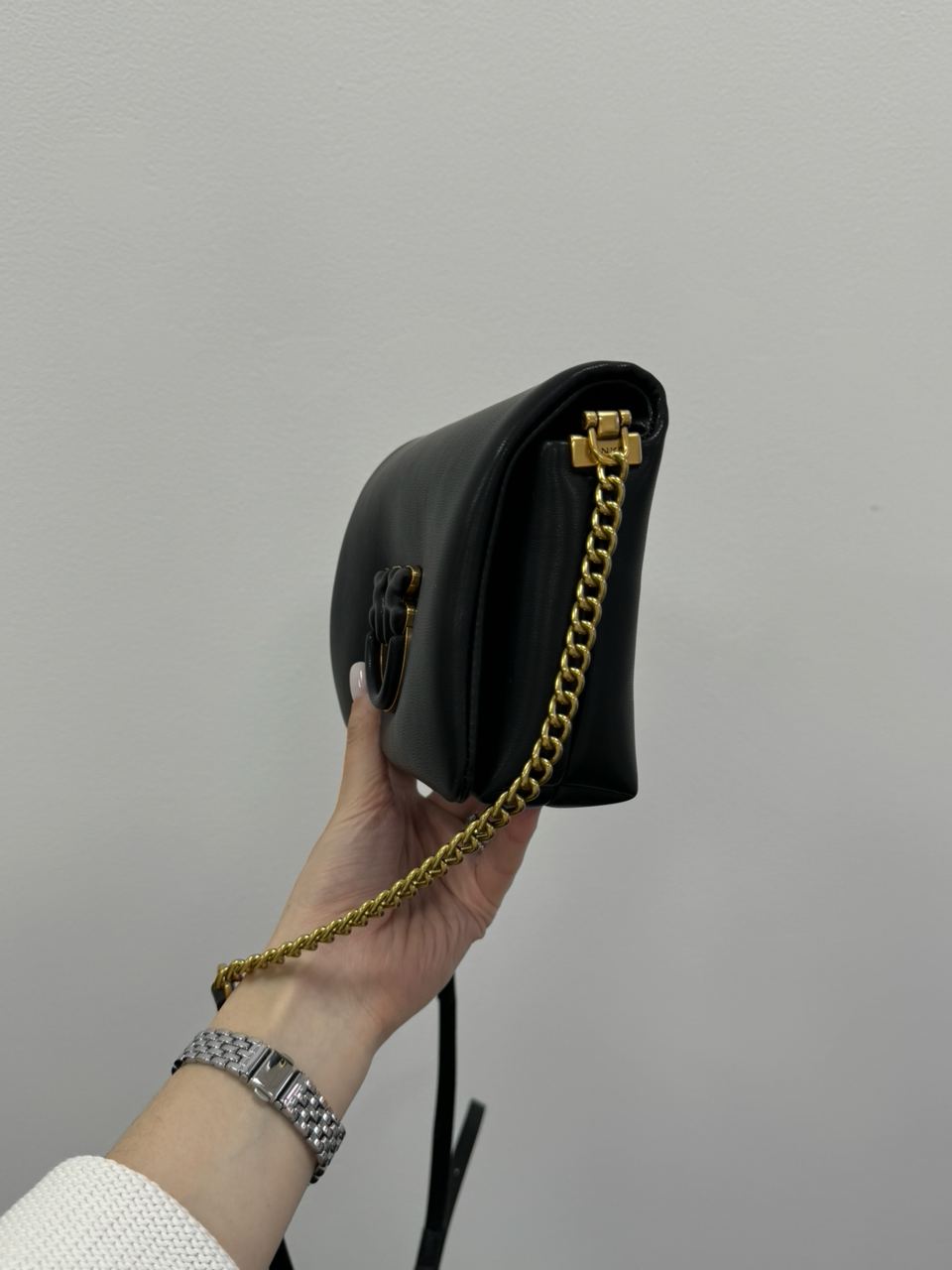 Pinko Baby Love Bag Click Puff in Nappa Black Leather - 13