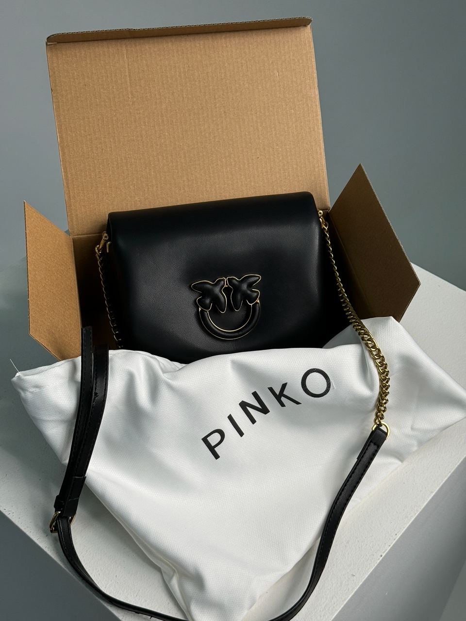 Pinko Baby Love Bag Click Puff in Nappa Black Leather - 2