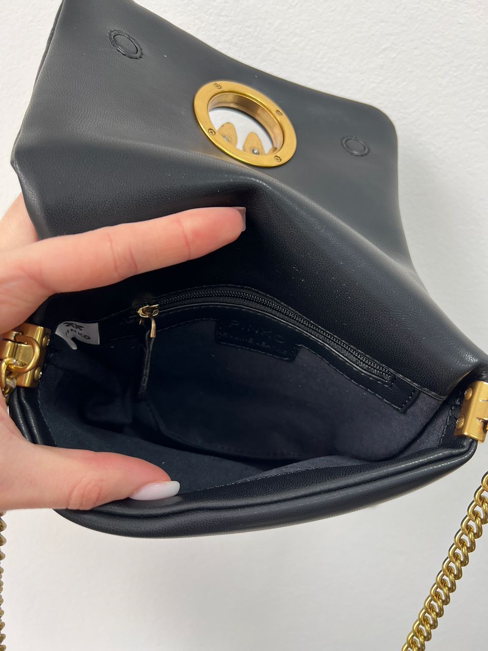 Pinko Baby Love Bag Click Puff in Nappa Black Leather - 25