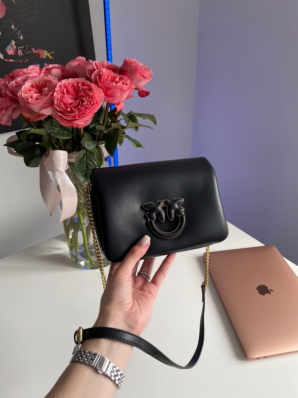 Pinko Baby Love Bag Click Puff in Nappa Black Leather - 9