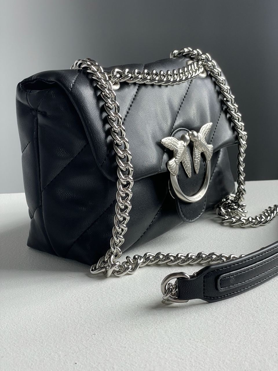 Pinko Baby Love Bag Puff Maxi Quilt Black/Silver - 10