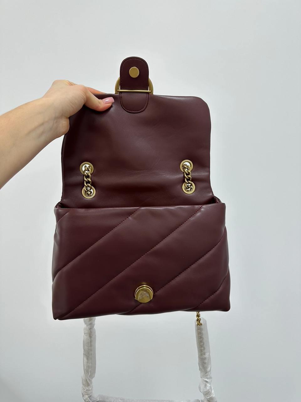 Pinko Big Love Bag Puff Maxi Quilt Burgundy/Gold - 11
