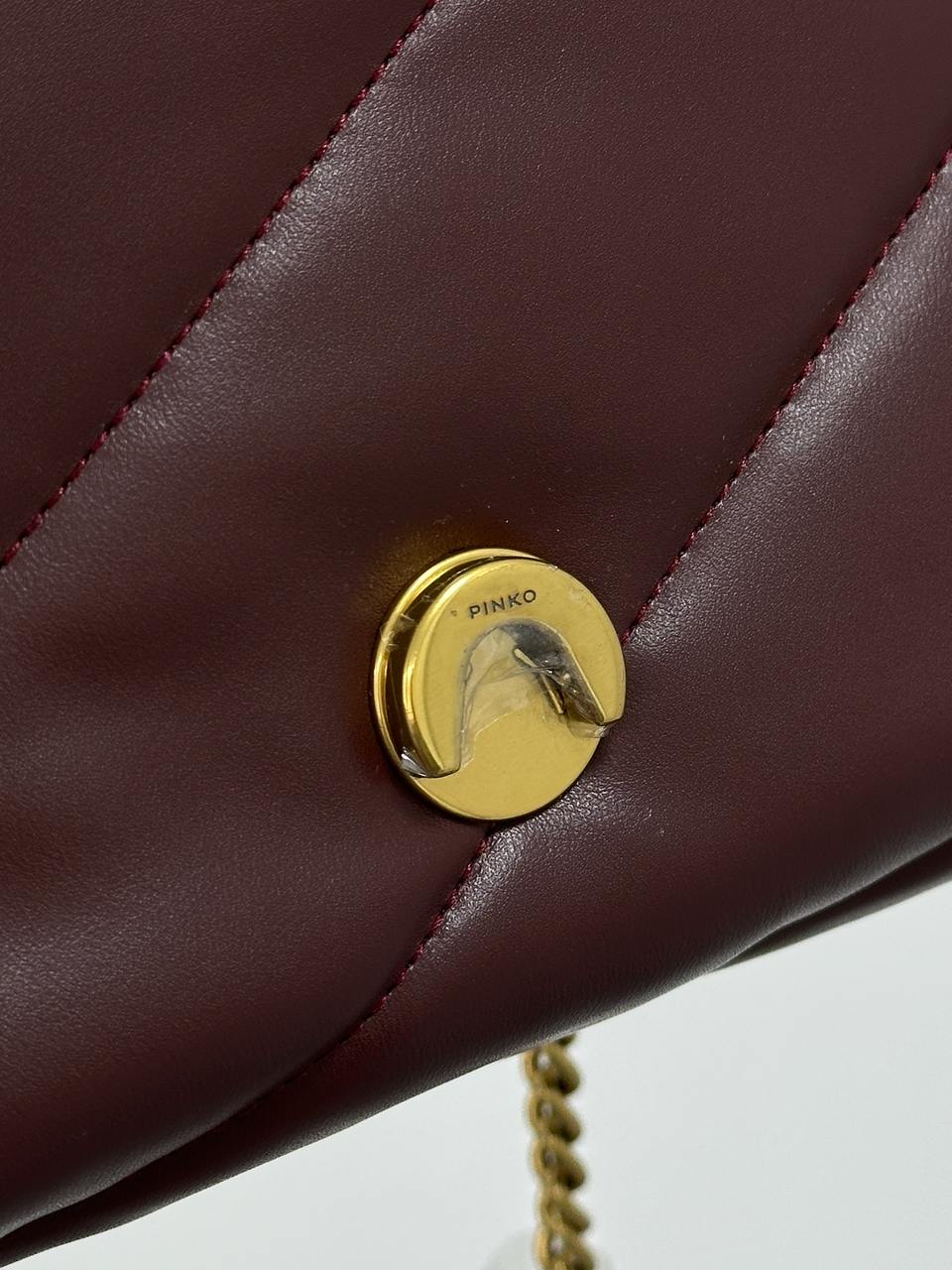 Pinko Big Love Bag Puff Maxi Quilt Burgundy/Gold - 12