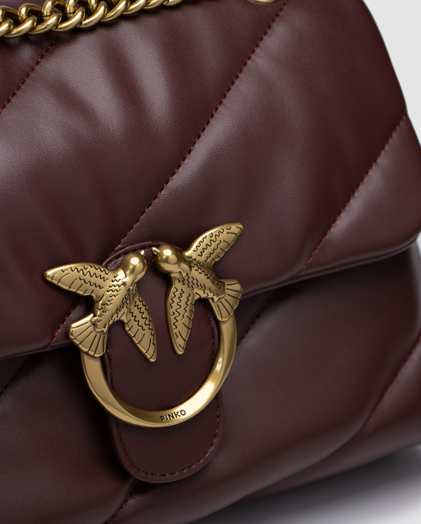 Pinko Big Love Bag Puff Maxi Quilt Burgundy/Gold - 4