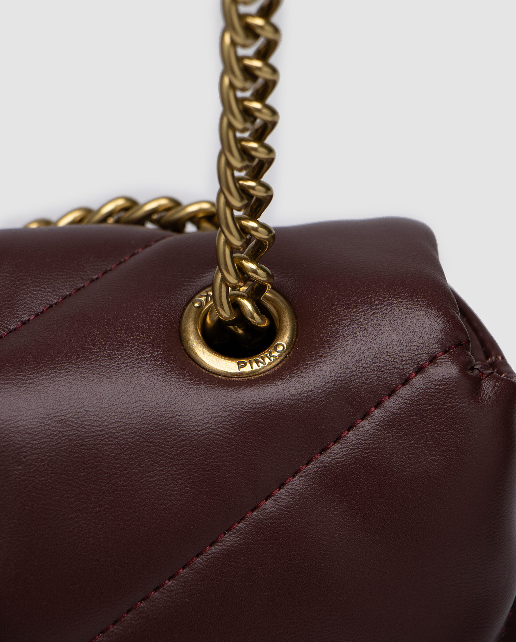 Pinko Big Love Bag Puff Maxi Quilt Burgundy/Gold - 6