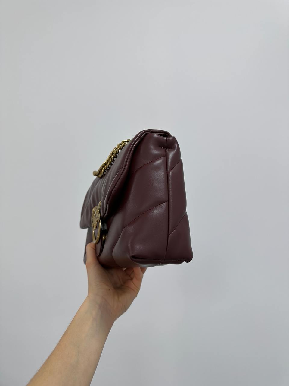 Pinko Big Love Bag Puff Maxi Quilt Burgundy/Gold - 7