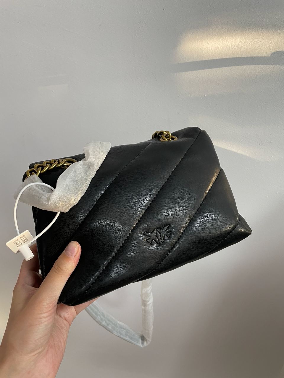 Pinko Black Quilted Leather Love Mini Puff Pins - 17