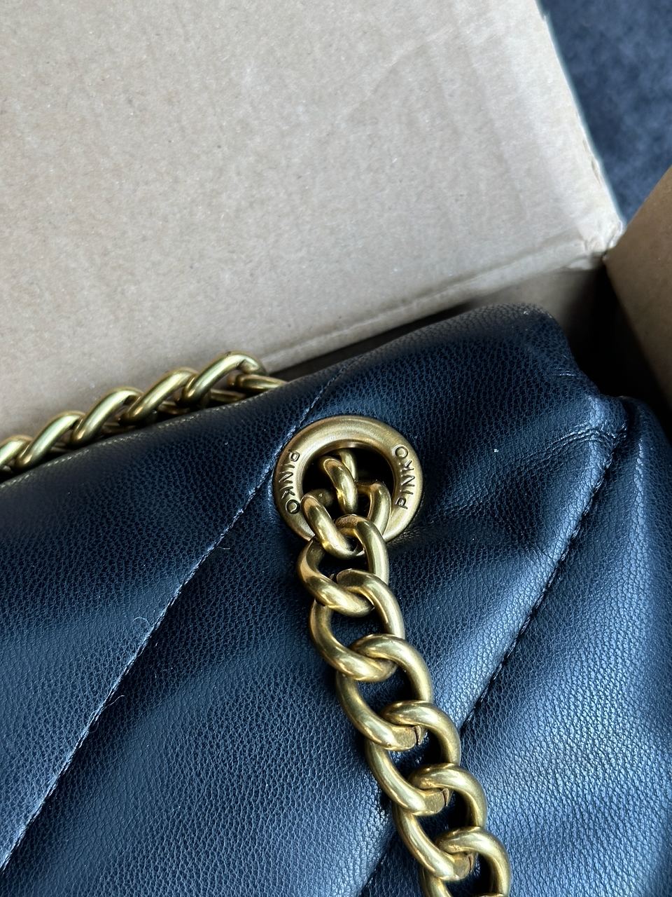 Pinko Black Quilted Leather Love Mini Puff Pins - 18