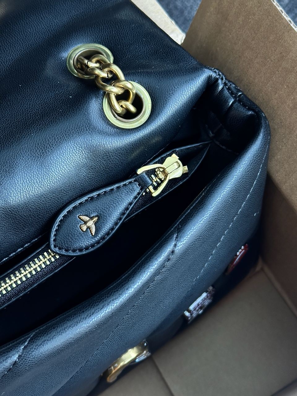 Pinko Black Quilted Leather Love Mini Puff Pins - 27