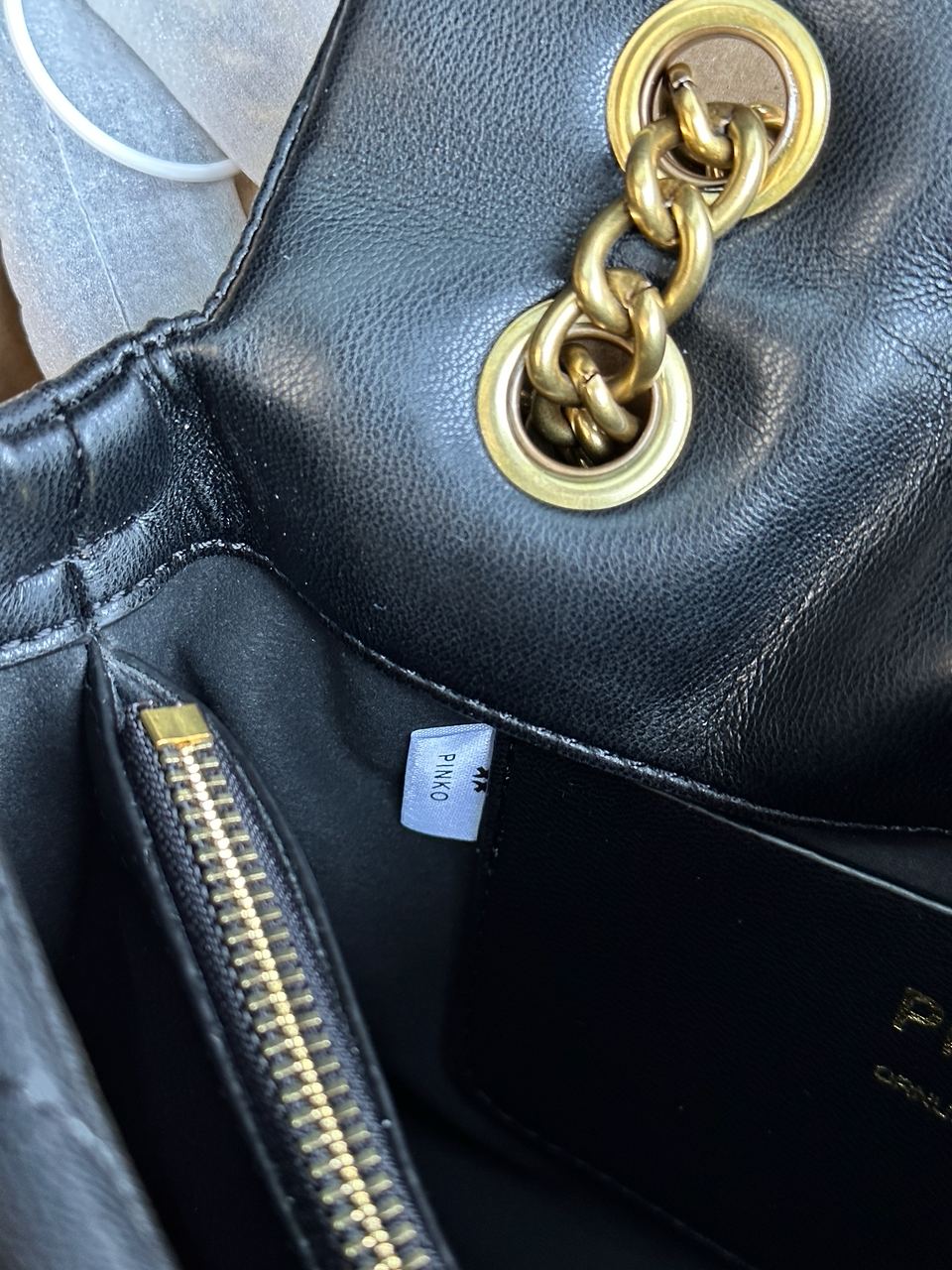 Pinko Black Quilted Leather Love Mini Puff Pins - 28