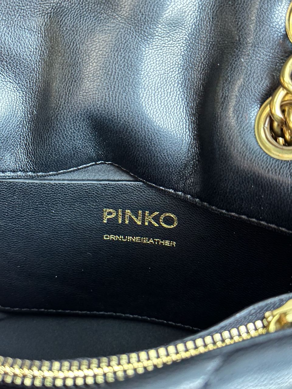 Pinko Black Quilted Leather Love Mini Puff Pins - 29