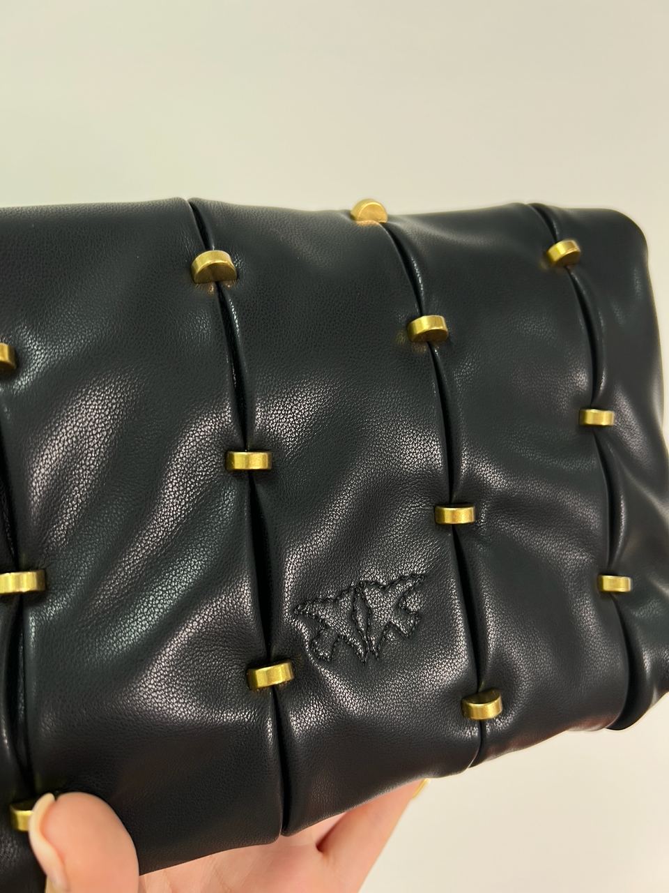 Pinko Black Quilted Leather Love Mini Puff Staples - 13