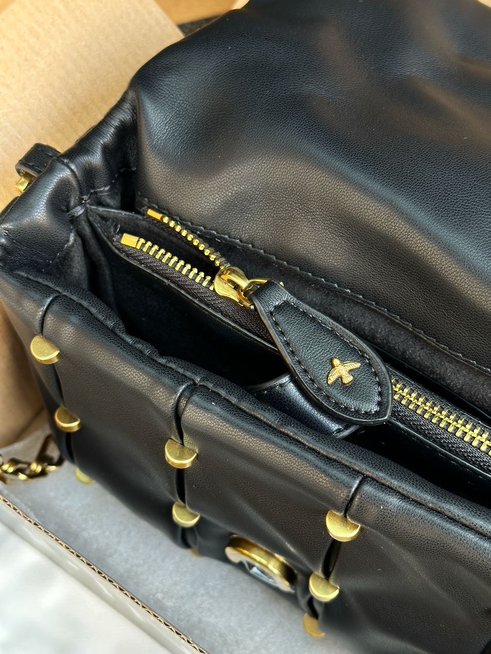 Pinko Black Quilted Leather Love Mini Puff Staples - 17