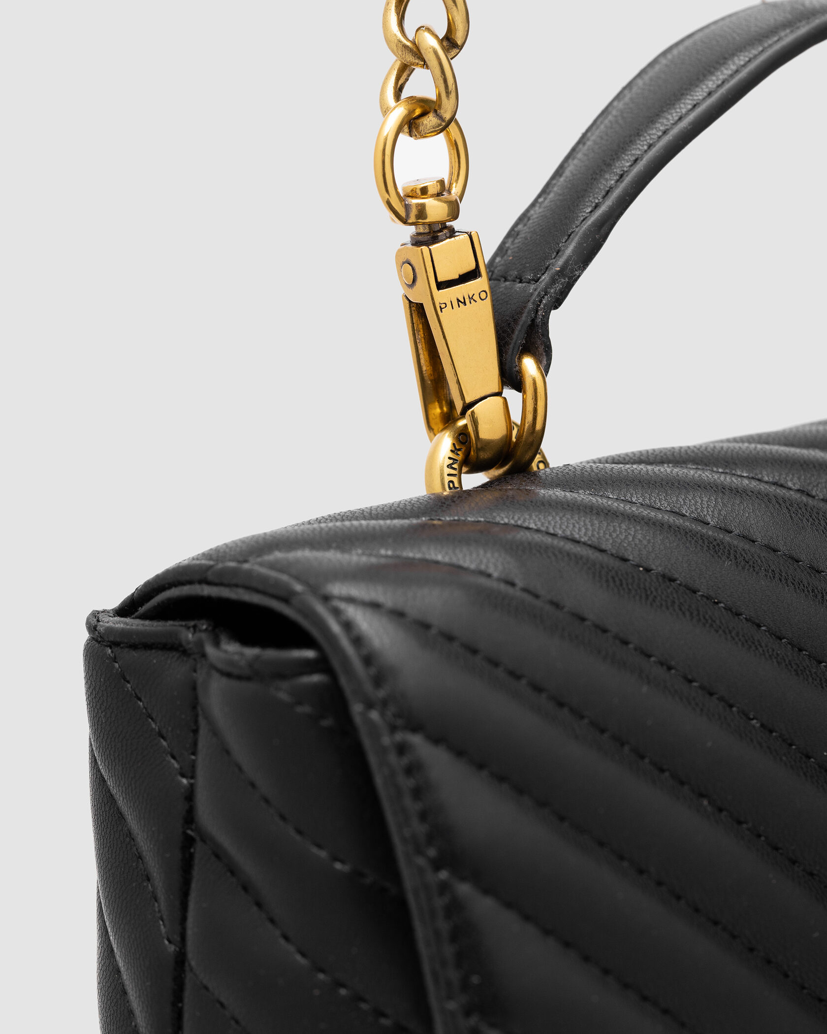 Pinko Classic Lady Love Bag Puff Chevron Black/Gold - 19