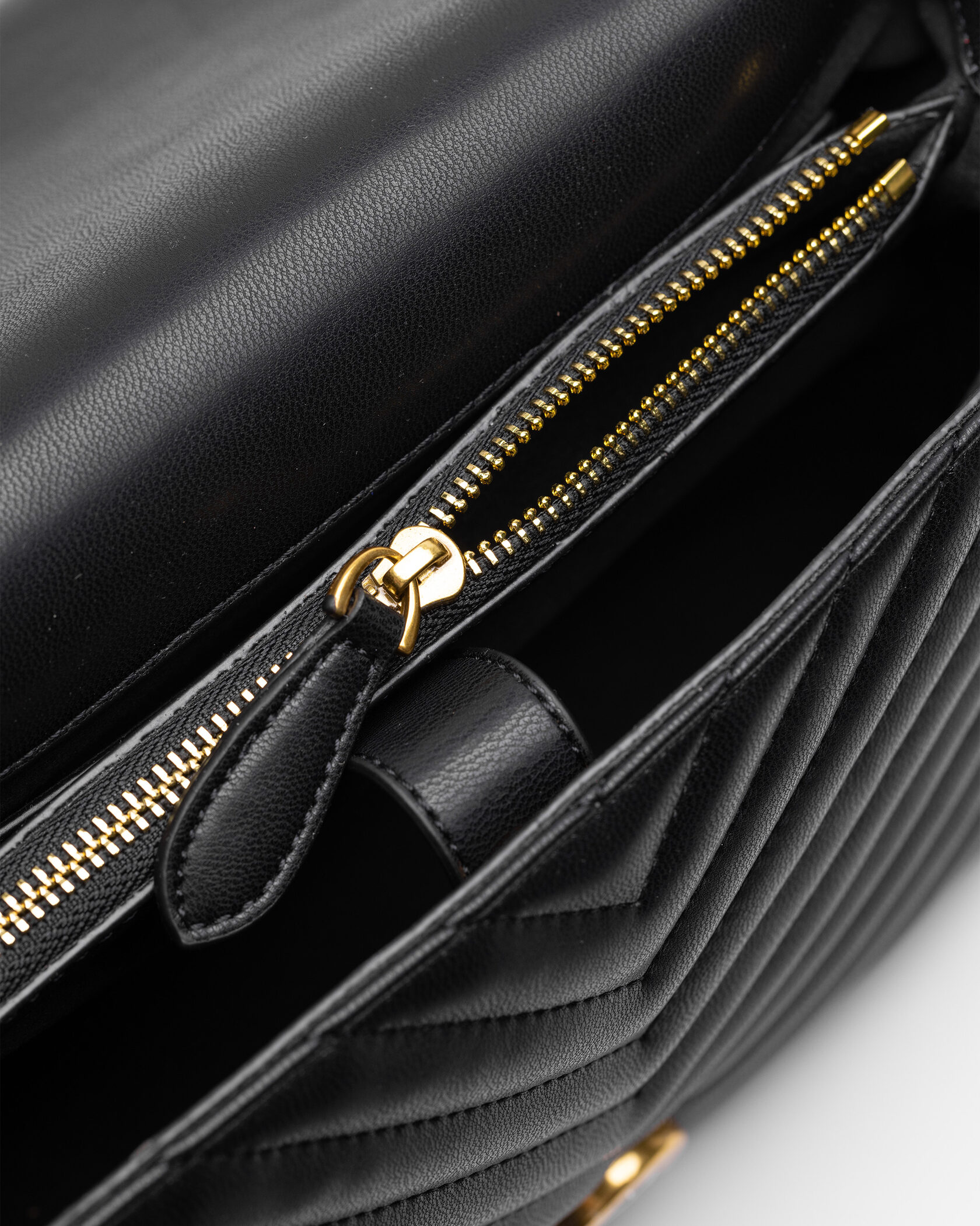 Pinko Classic Lady Love Bag Puff Chevron Black/Gold - 22