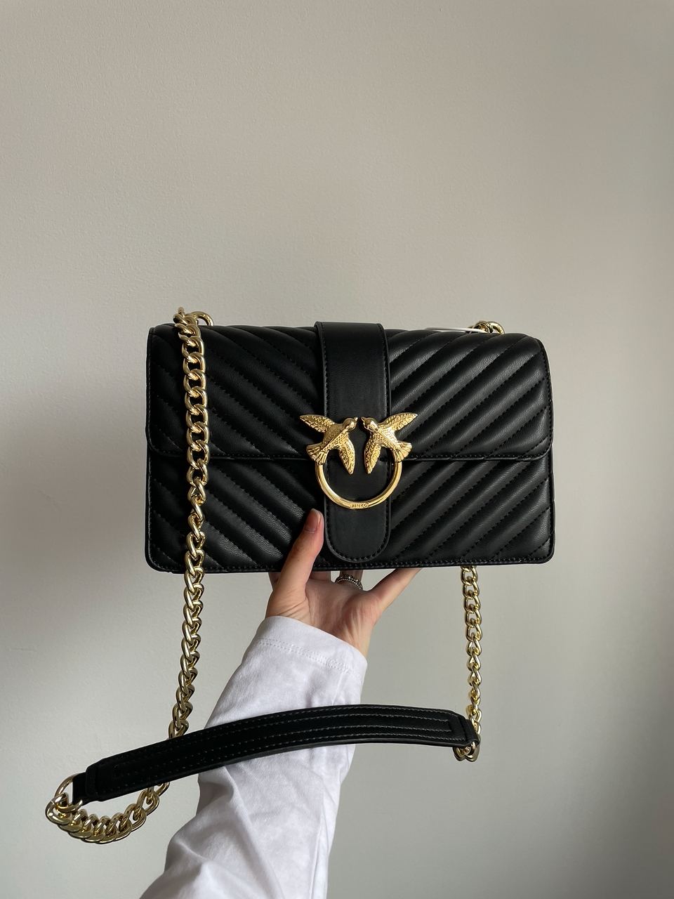 Pinko Classic Love Bag One Chevron Black/Gold - 7