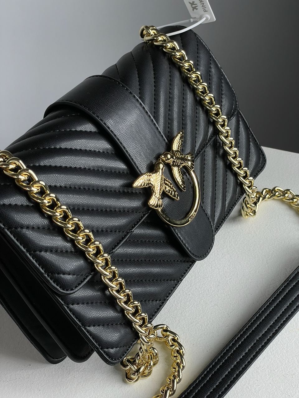Pinko Classic Love Bag One Chevron Black/Gold - 8
