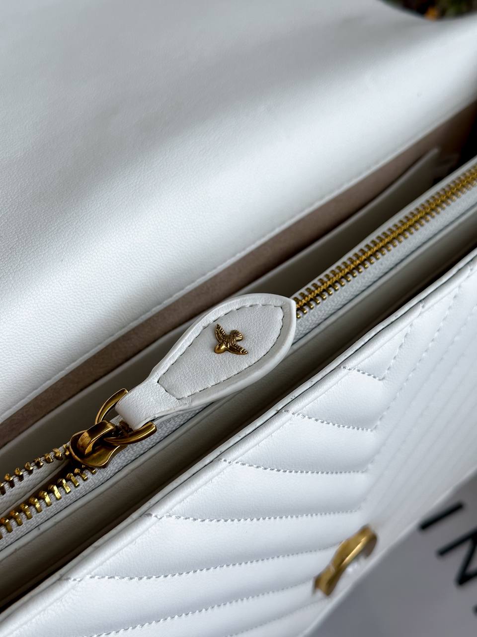 Pinko Classic Love Bag One Chevron White/Gold - 4