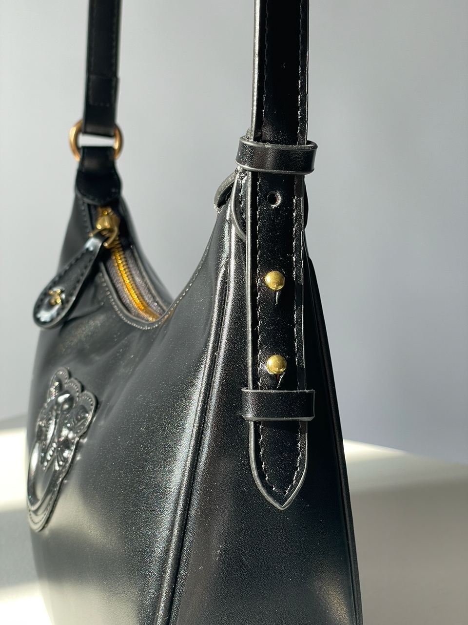 Pinko Half Moon Bag Simply Black With Leather Buckle - 16