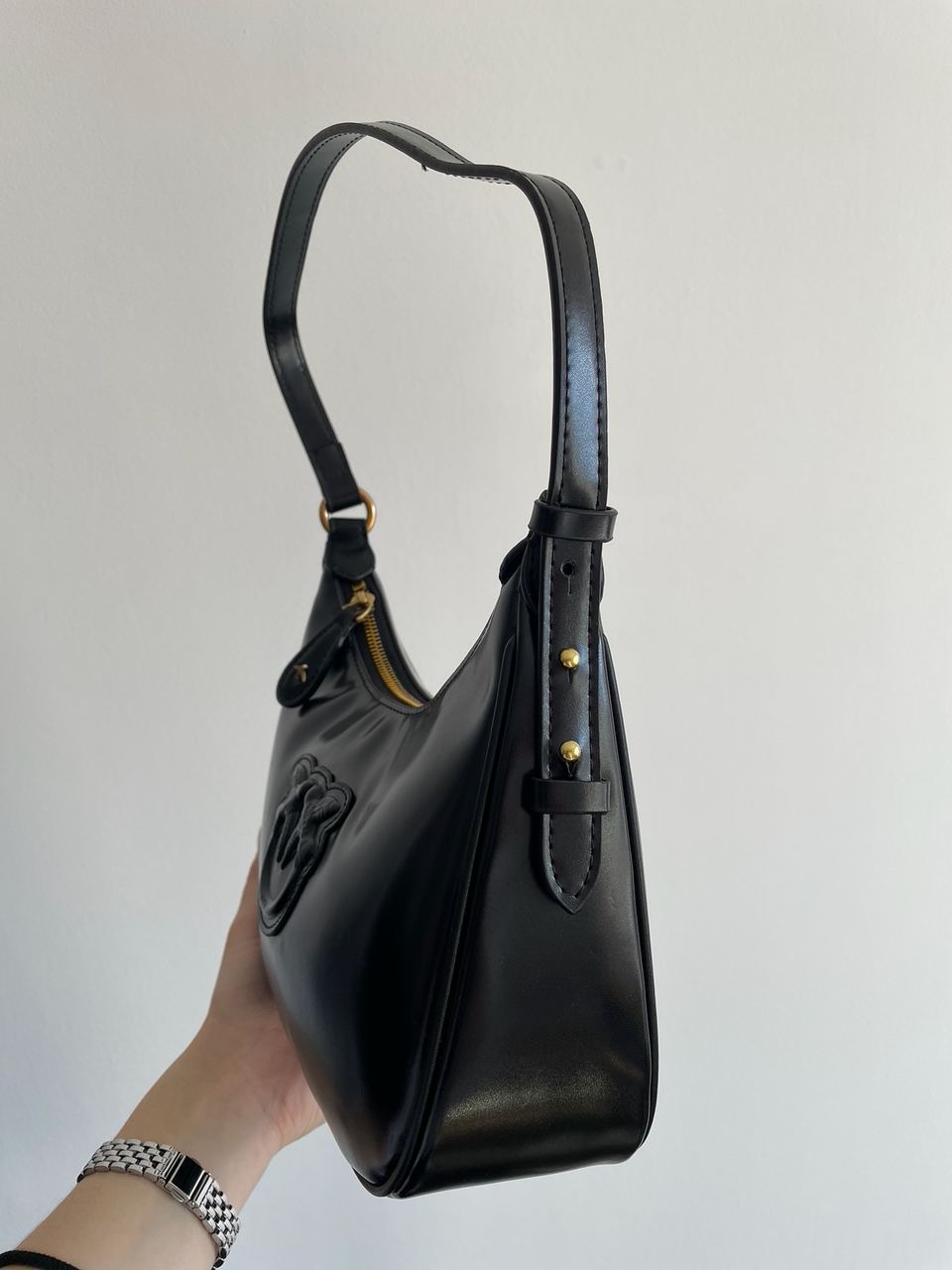 Pinko Half Moon Bag Simply Black With Leather Buckle - 17