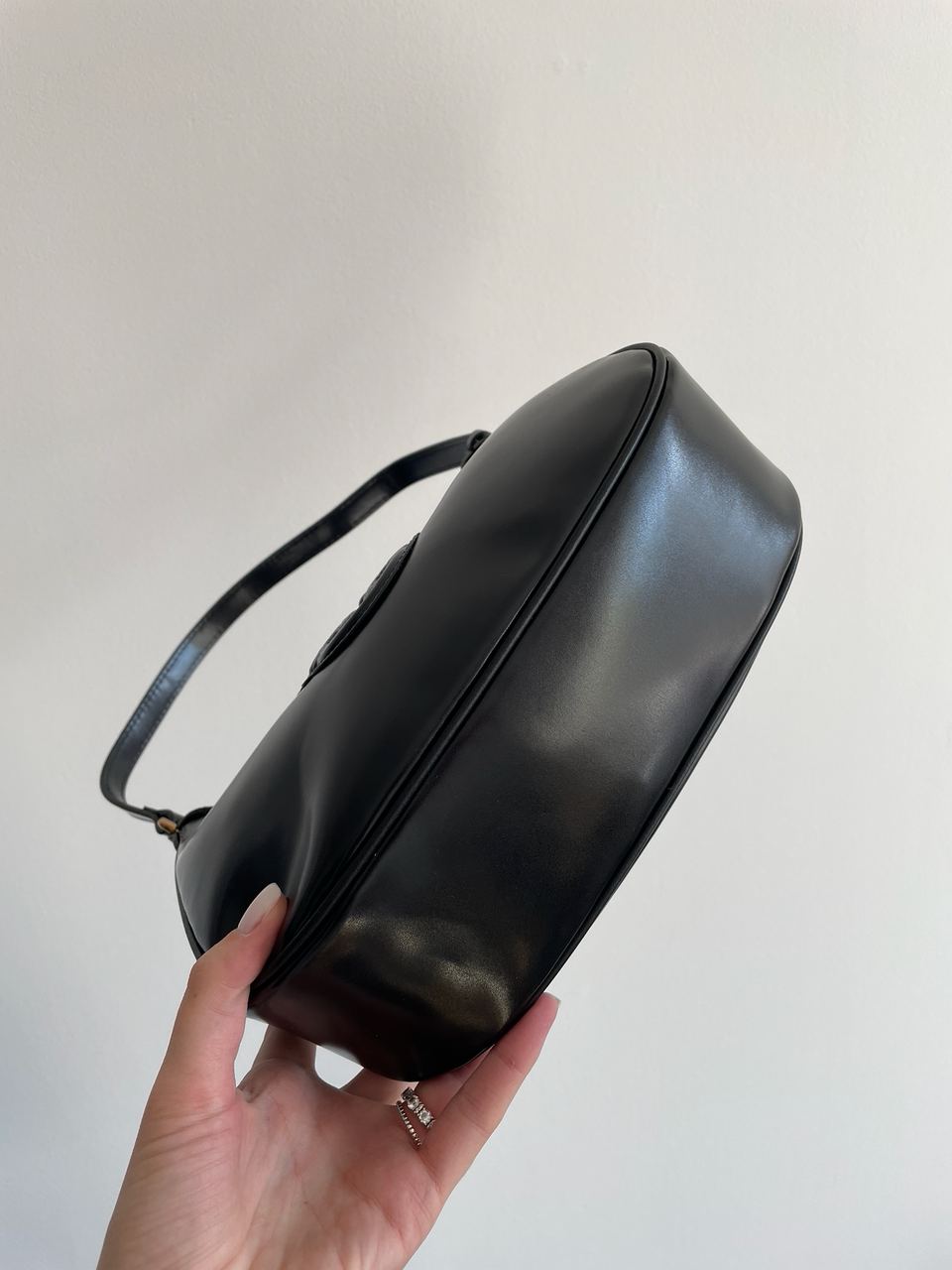 Pinko Half Moon Bag Simply Black With Leather Buckle - 19