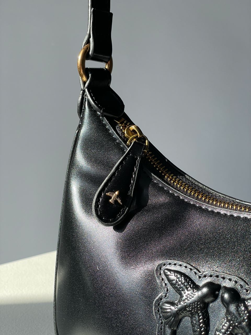 Pinko Half Moon Bag Simply Black With Leather Buckle - 20