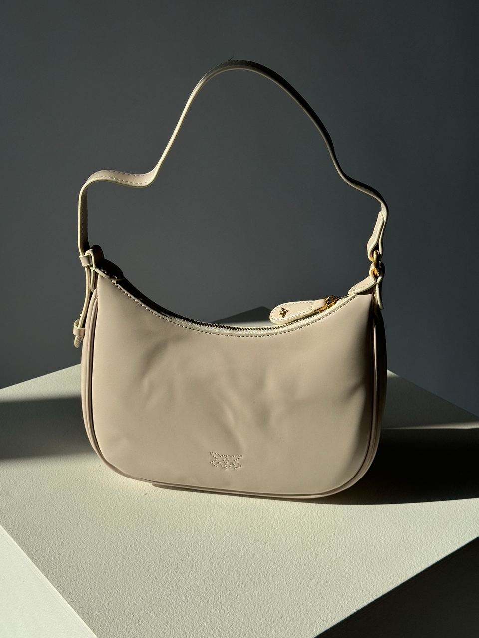 Pinko Half Moon Bag Simply Cream With Leather Buckle - 14