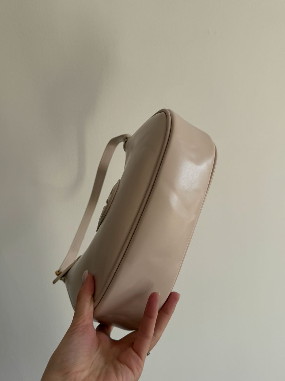 Pinko Half Moon Bag Simply Cream With Leather Buckle - 16