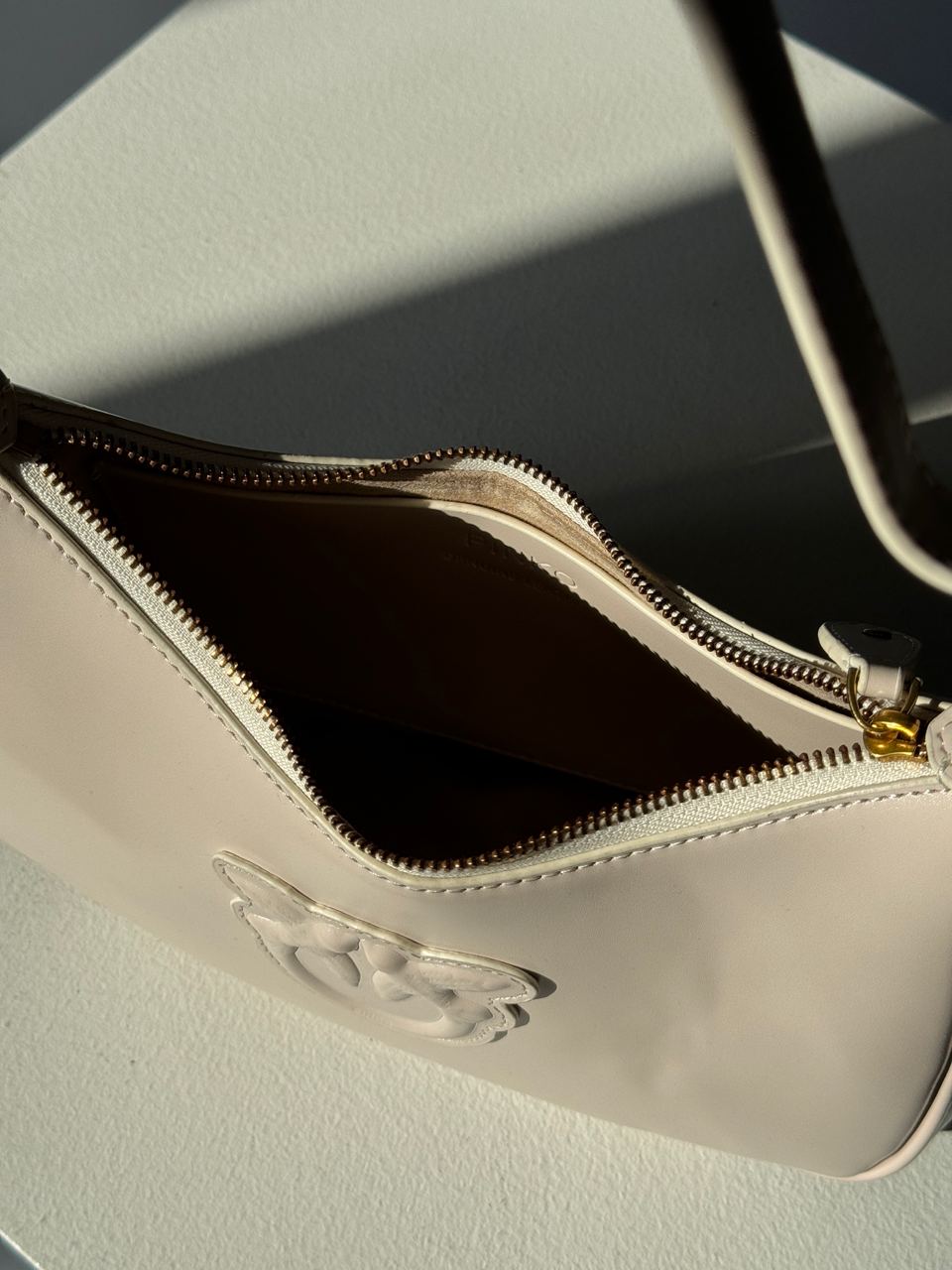 Pinko Half Moon Bag Simply Cream With Leather Buckle - 22