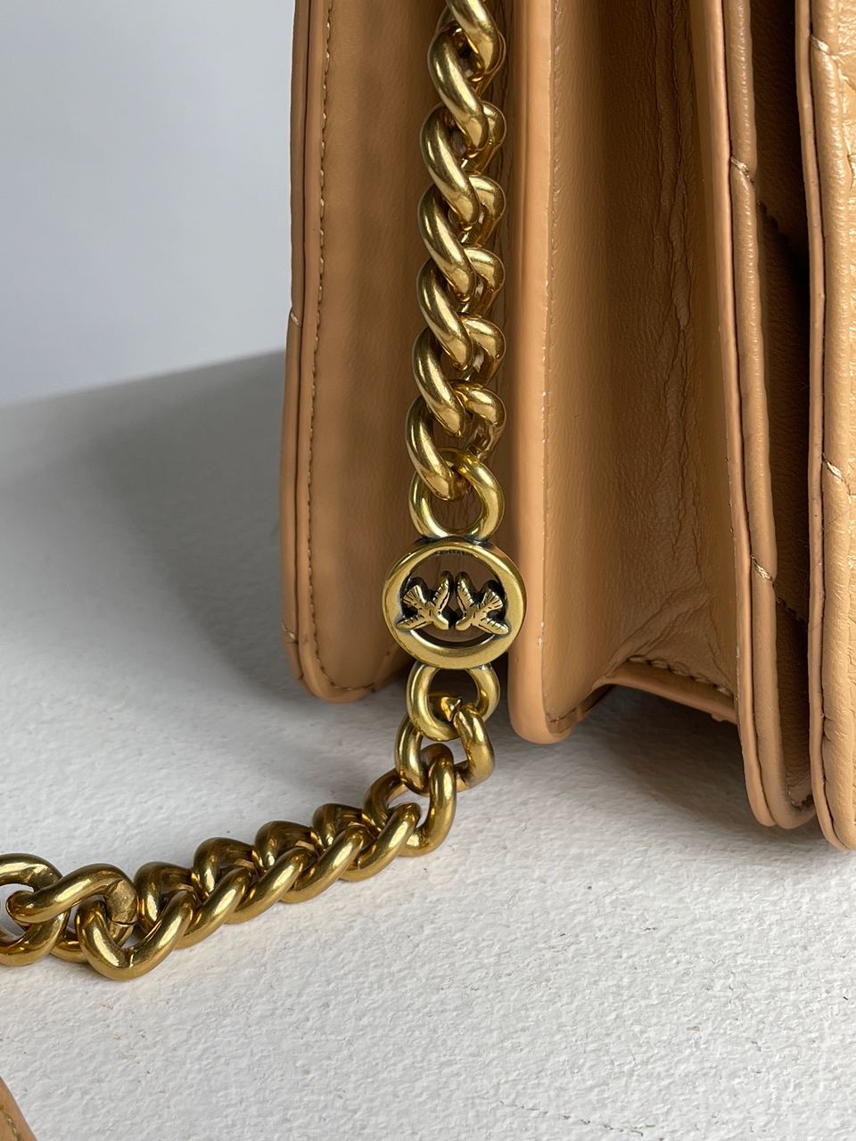 Pinko Large Love Bag Click Big Chevron Beige - 15