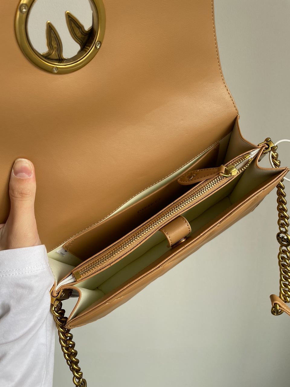 Pinko Large Love Bag Click Big Chevron Beige - 9