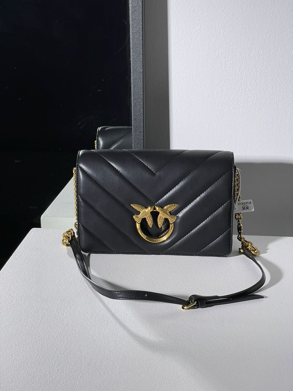 Pinko Large Love Bag Click Big Chevron Black - 6