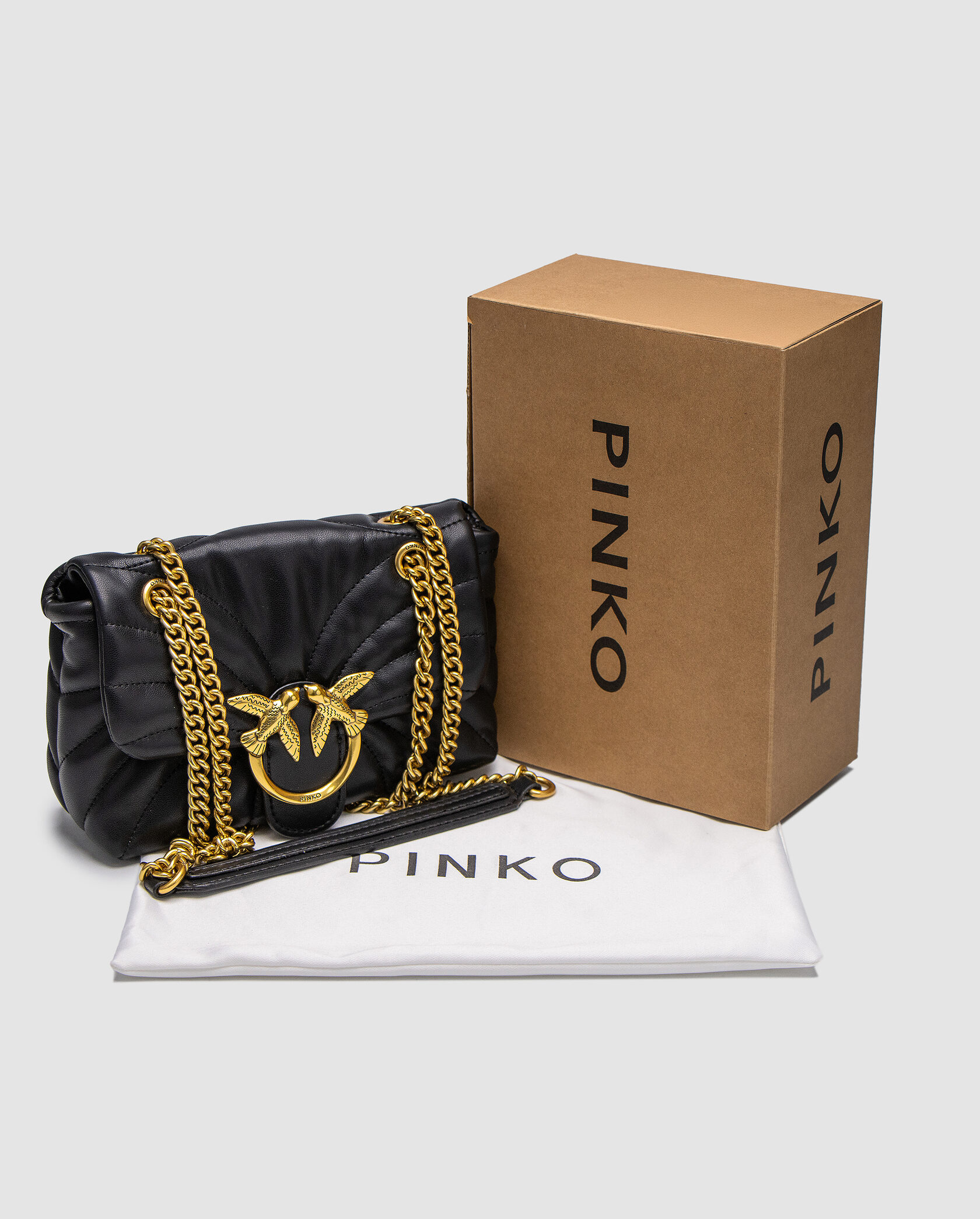 Pinko Love Bag Puff Butterfly Quilt Black/Gold - 2