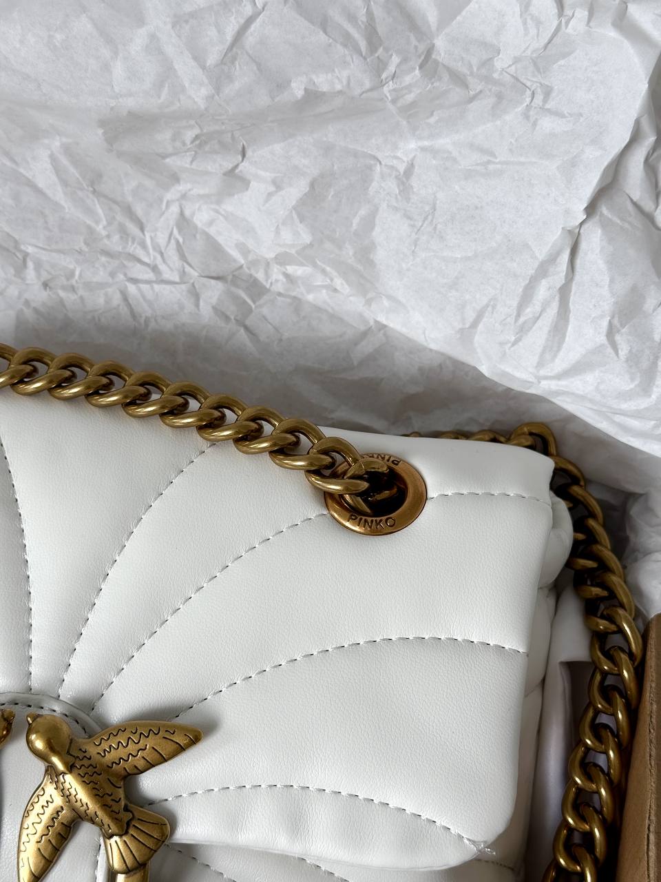 Pinko Love Bag Puff Butterfly Quilt White/Gold - 17