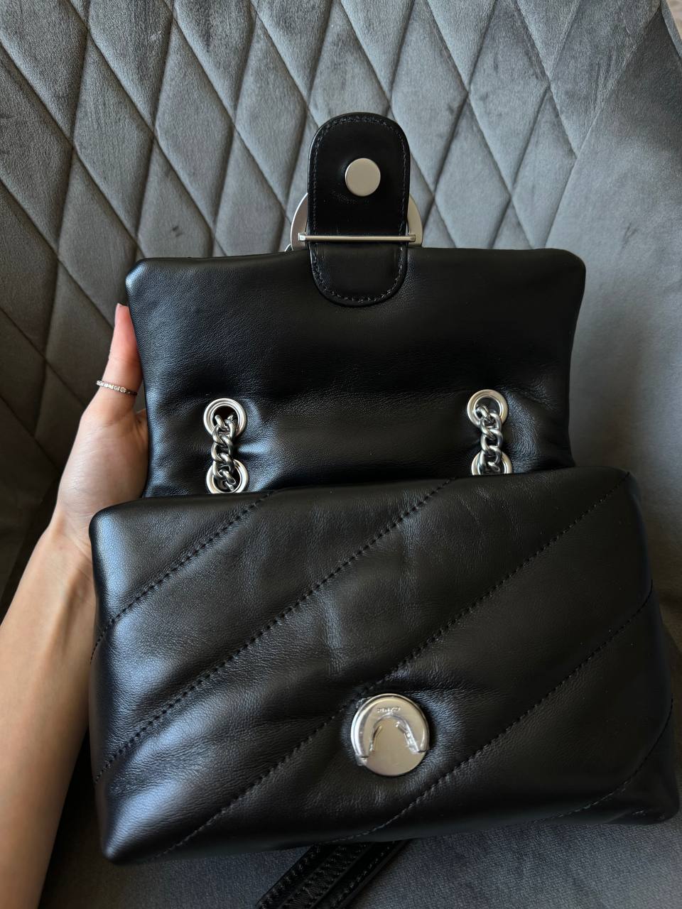 Pinko Love Mini Icon Puff Bag in Black Leather Black/Silver - 2