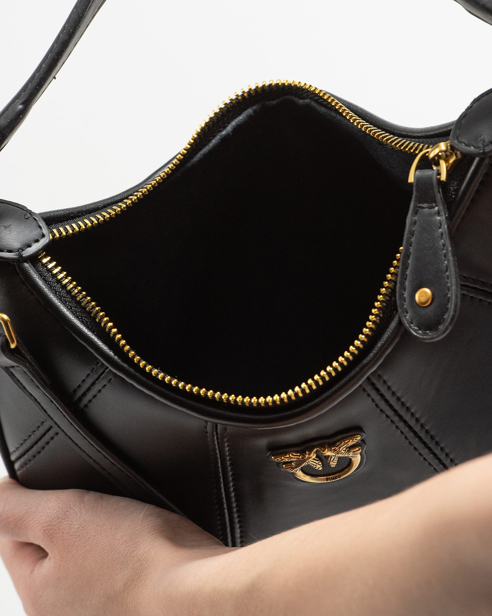 Pinko Love Small Hobo Shoulder Bag in Black Leather - 15