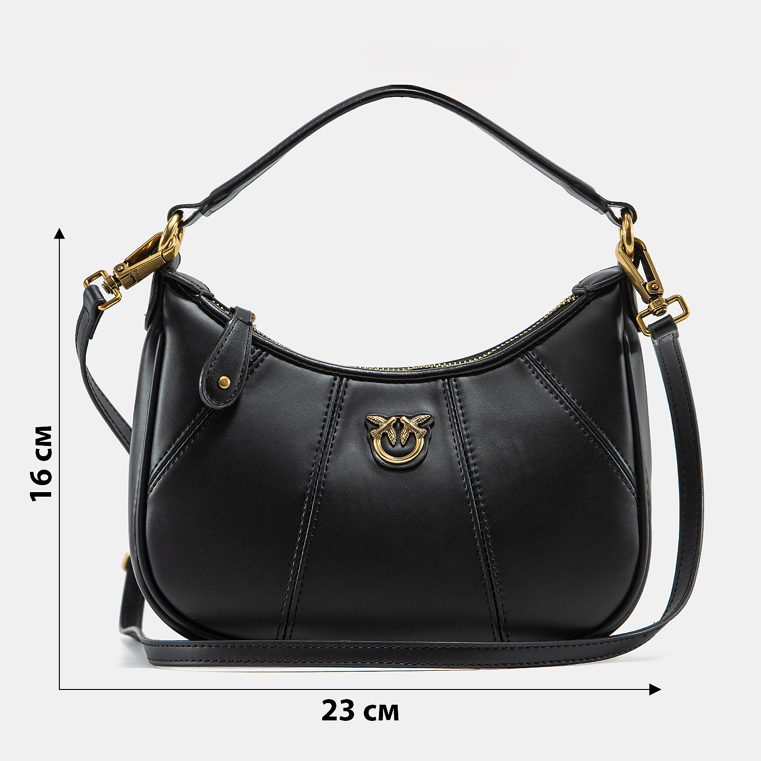 Pinko Love Small Hobo Shoulder Bag in Black Leather - 3