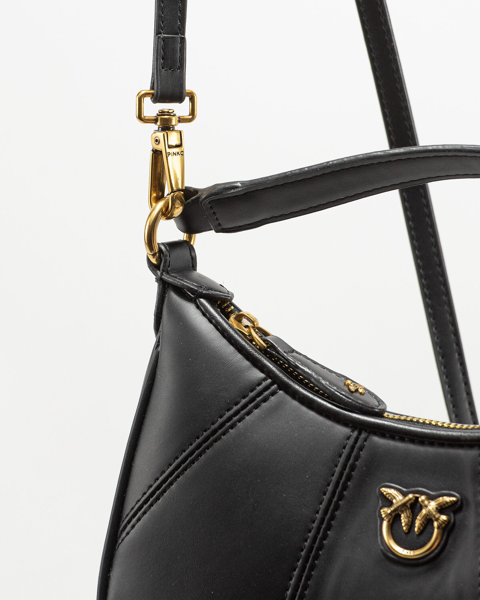 Pinko Love Small Hobo Shoulder Bag in Black Leather - 8